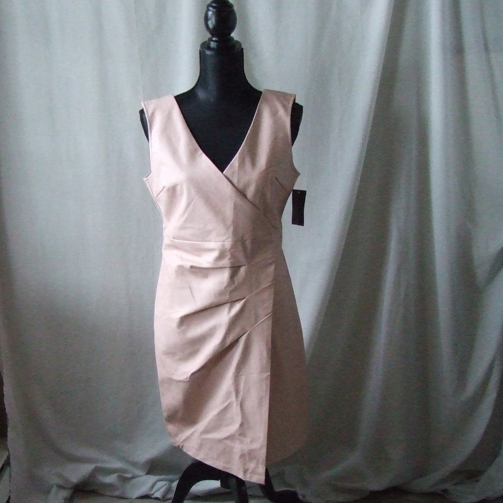 Boston Proper Blush One-Shoulder Faux-Wrap Sheath Dress